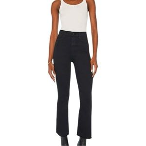 MOTHER The Hustler Ankle Fray in Not Guilty Black High Rise Flare Leg Jeans 32